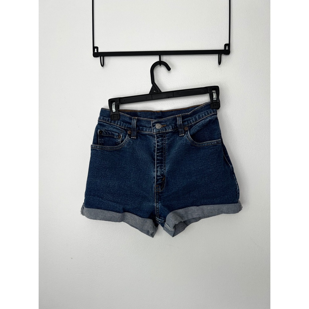 Levis 550 Relaxed Fit High Waisted Denim Shorts Blue‎ Indigo Cuffed Womens 6 M